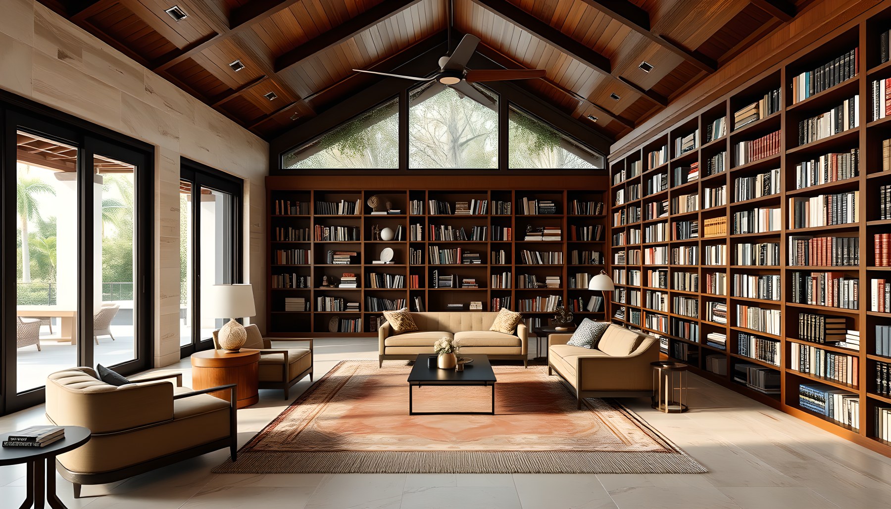 AI-generated Library architecture scene