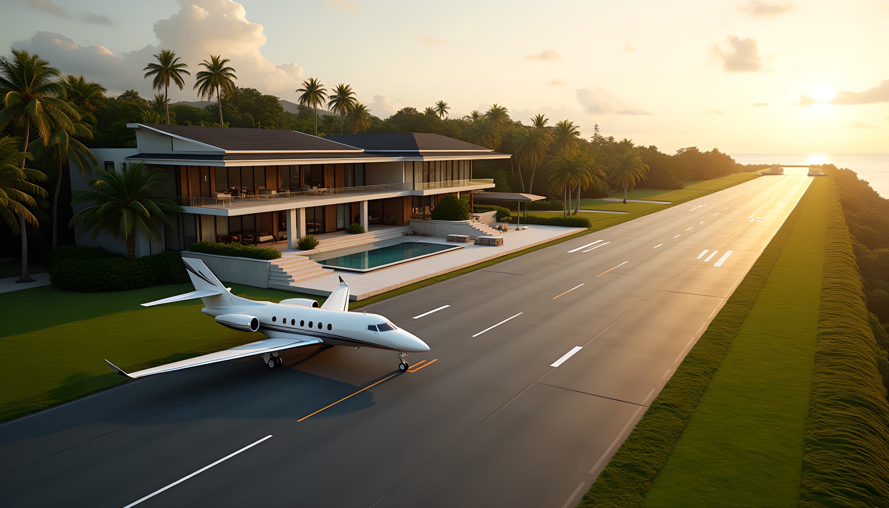 AI-generated Private Airfield architecture scene