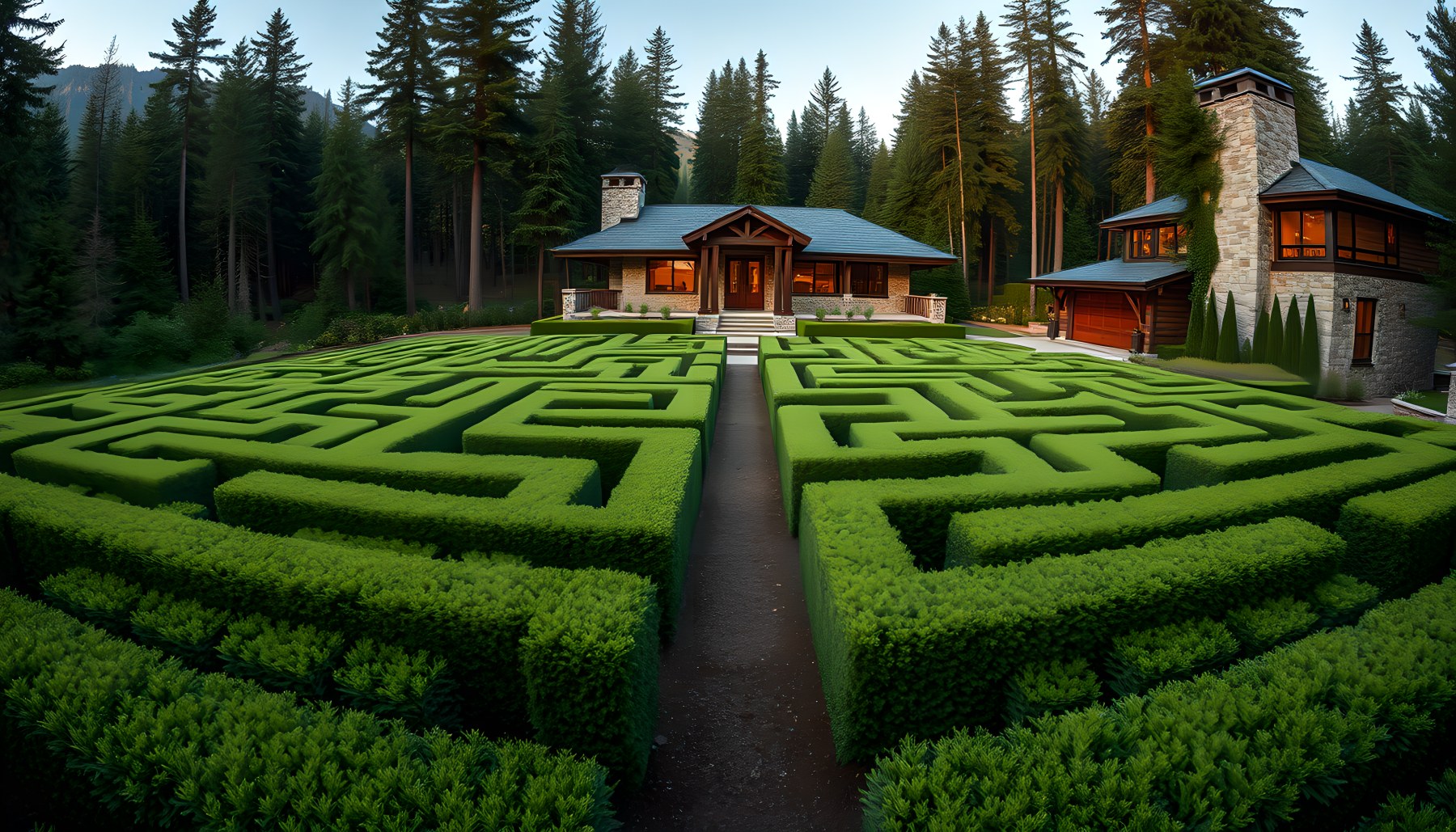 AI-generated Natural Maze architecture scene