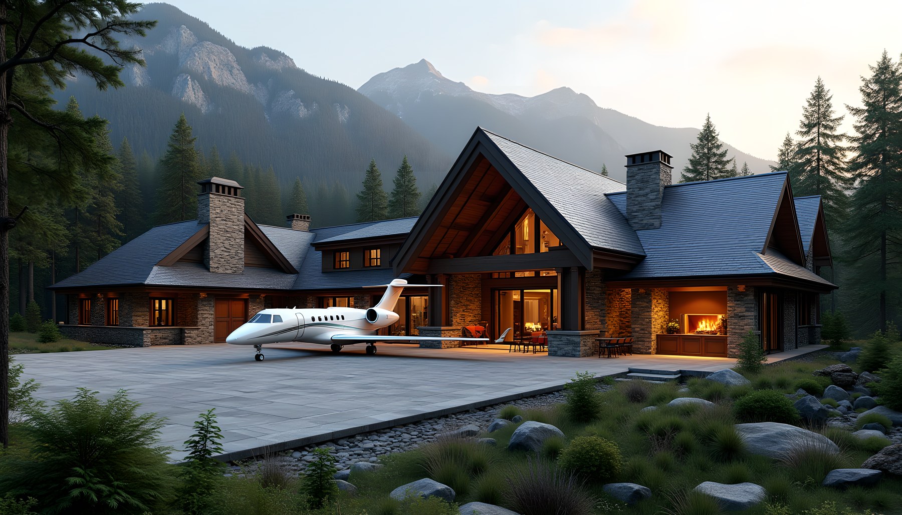 AI-generated Private Airfield architecture scene