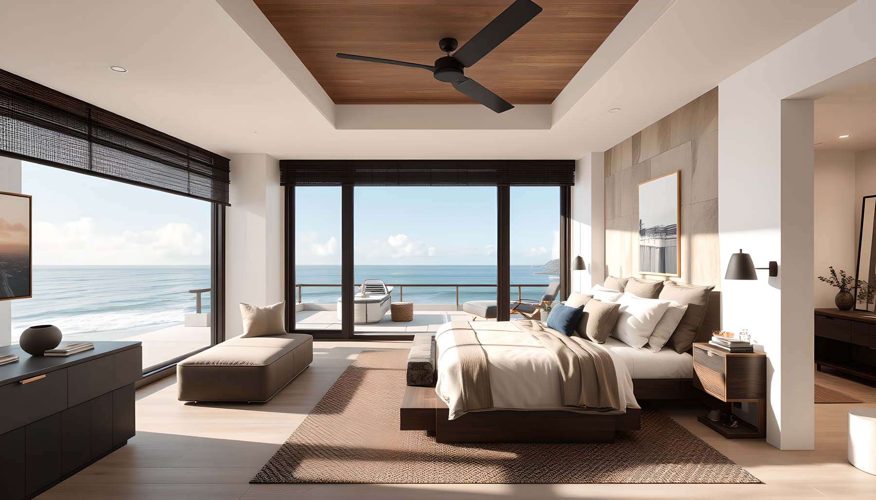 AI-generated Guest Suite scene from Sea Glass Beach House.