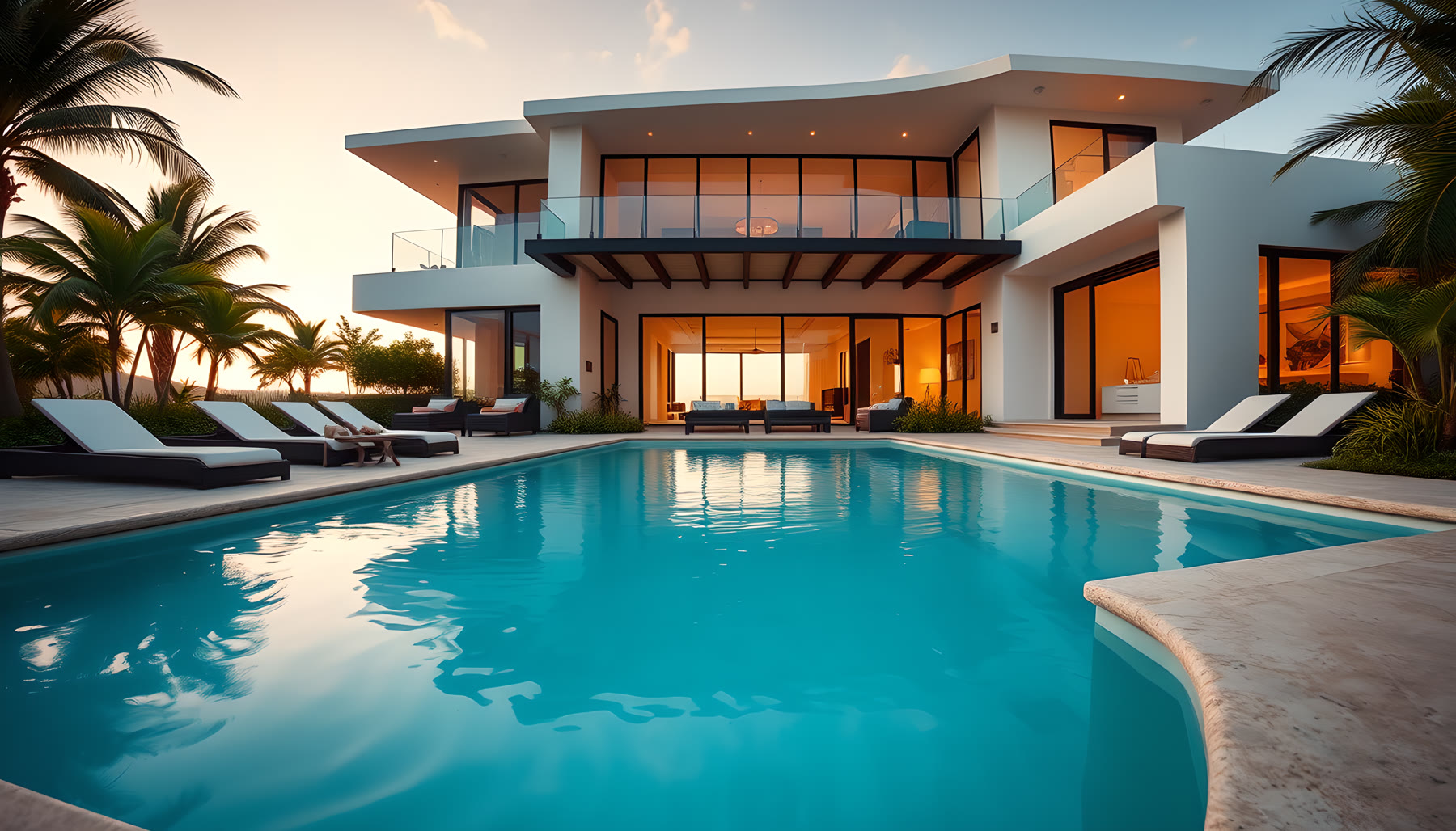 AI-generated Pool Area scene from Sea Glass Beach House.
