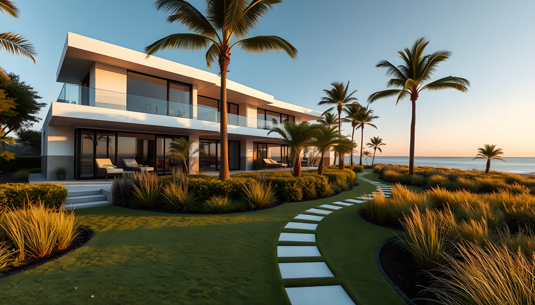 AI-generated Garden scene from Sea Glass Beach House.