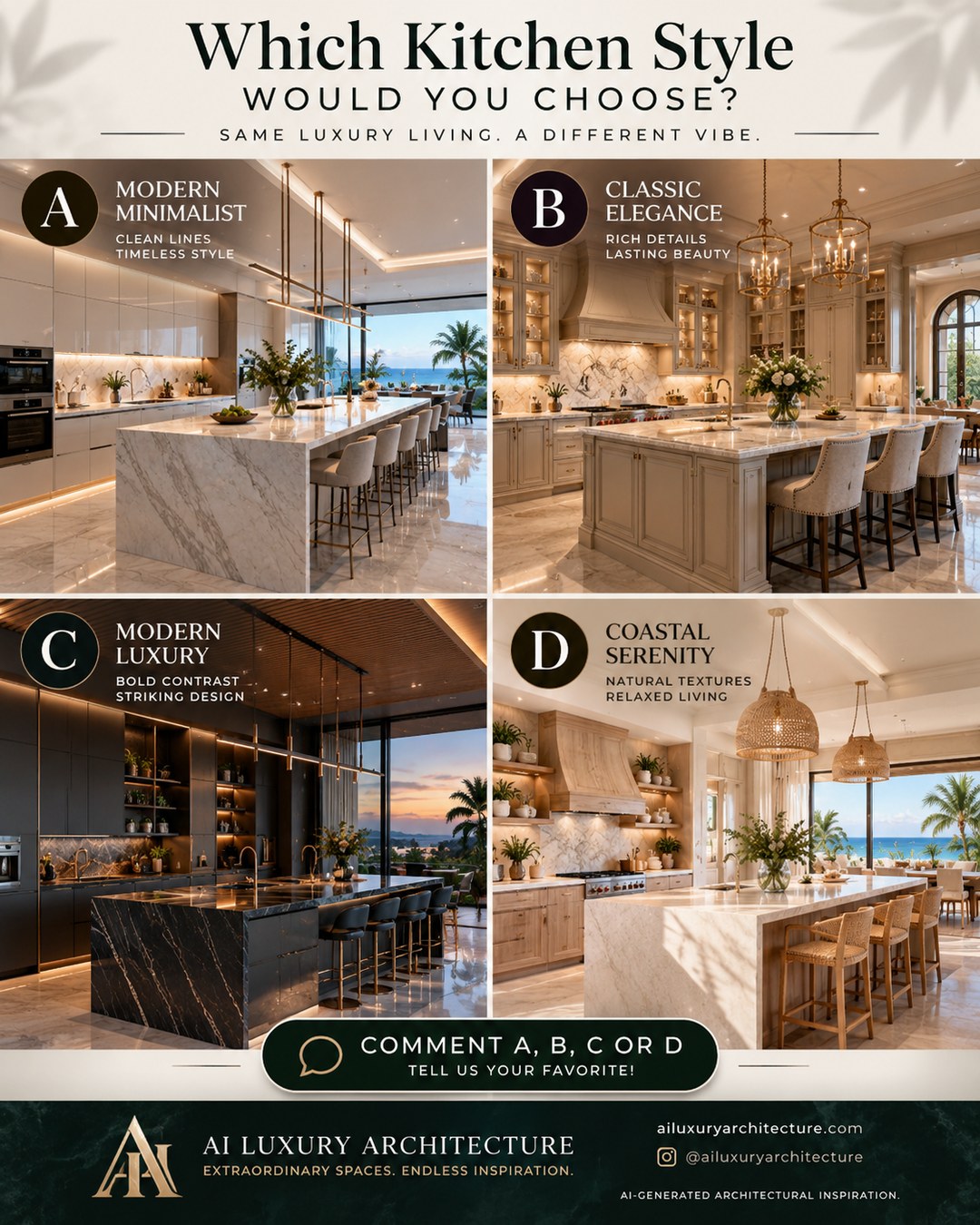 Which Kitchen Style
WOULD YOU CHOOSE?