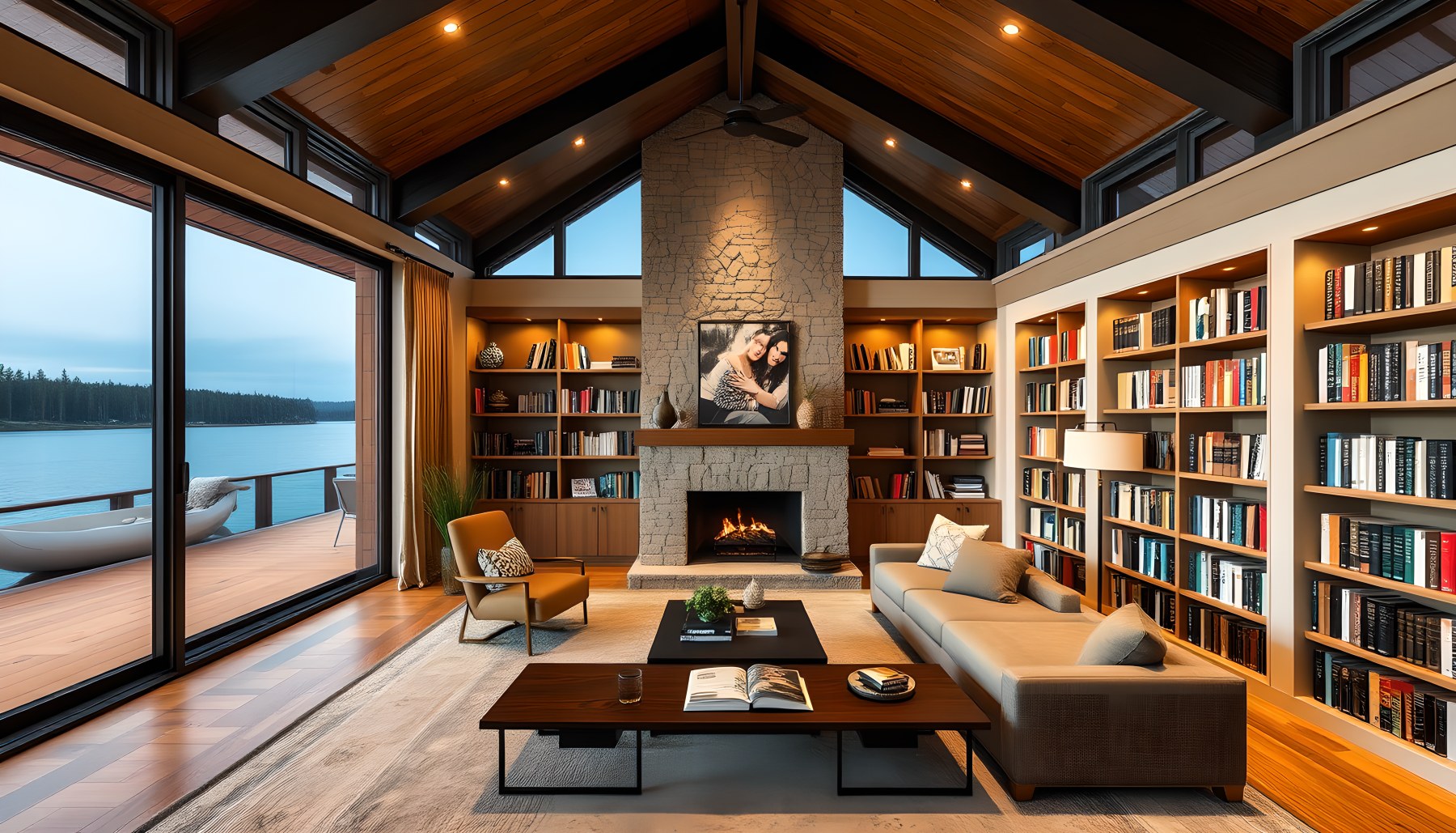 AI-generated Library architecture scene