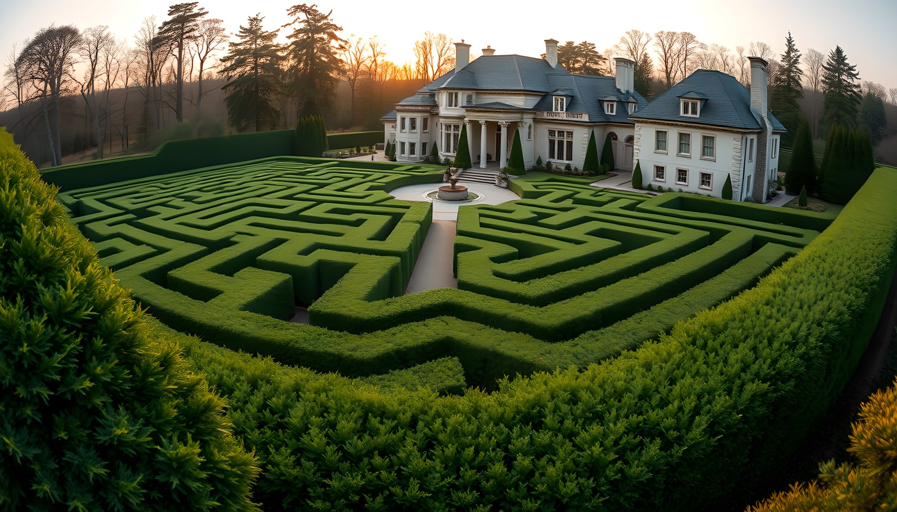 AI-generated Natural Maze architecture scene