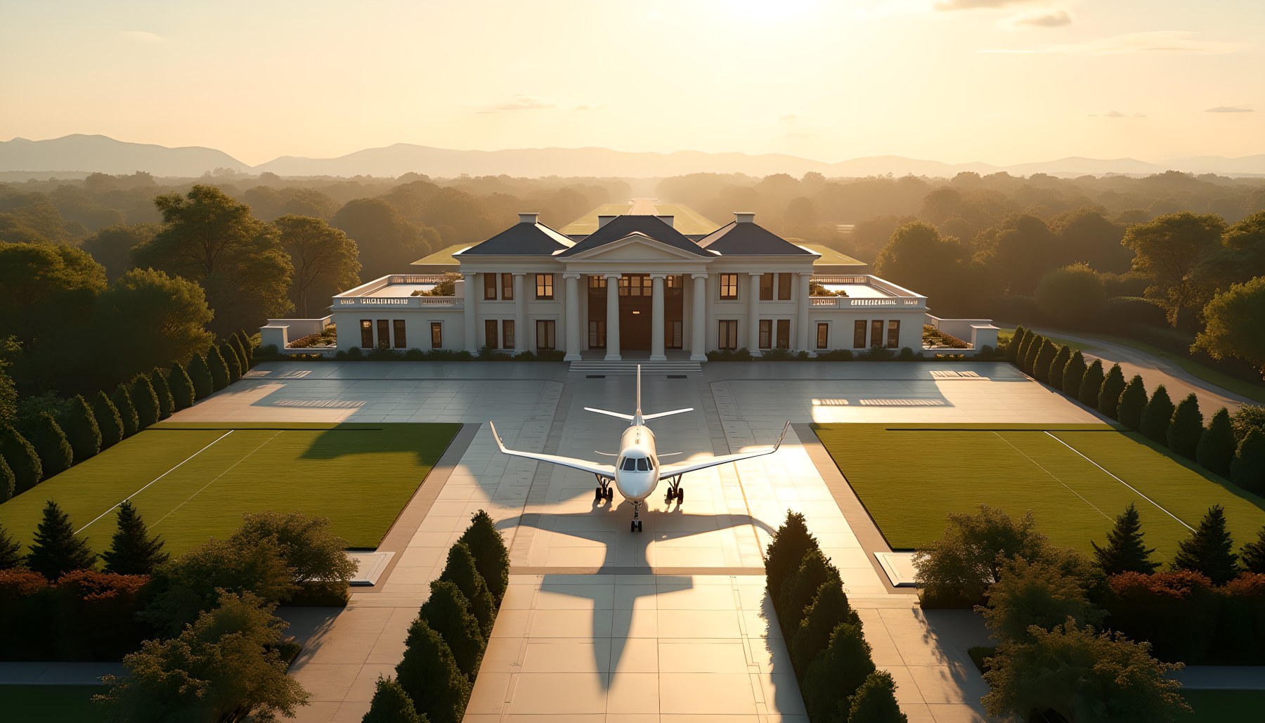 AI-generated Private Airfield architecture scene
