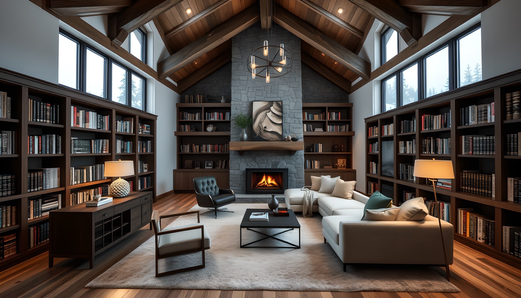 AI-generated Library architecture scene
